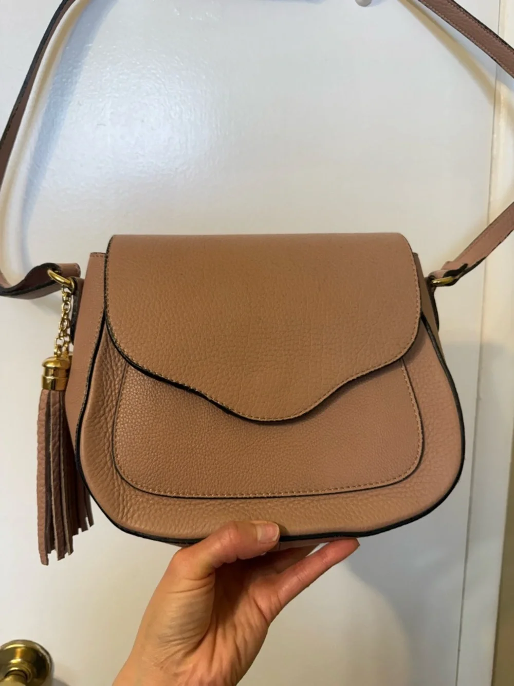 Borse in Pelle Italian Leather Dusty Pink Crossbody Bag
